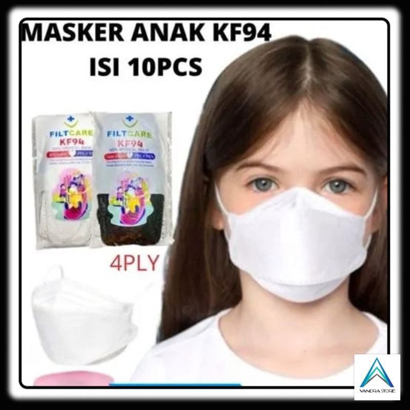 Masker Kf94 Anak isi 10 pcs Polos Hitam dan Putih