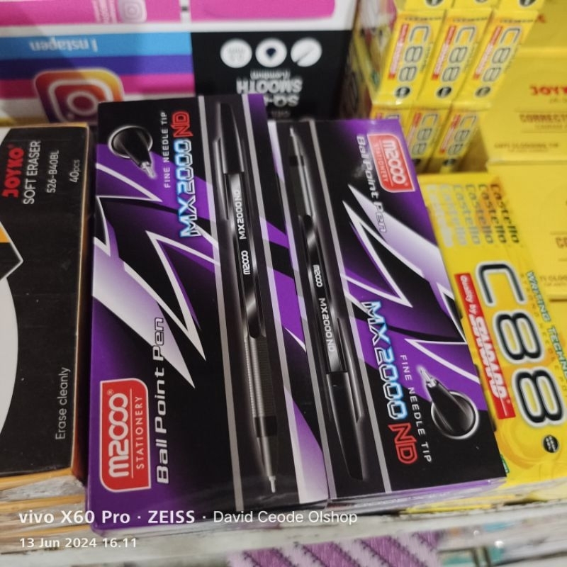 

M2000 MX-2000 Pen / Pulpen 0.9mm Hitam 1 BOX / 12 Pcs