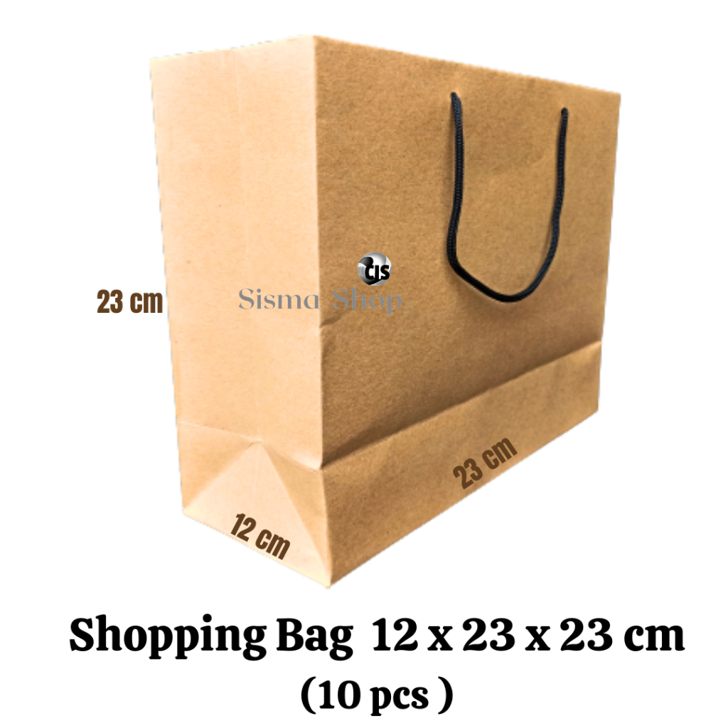 

Shopping Bag / Paper Bag Coklat Polos Size 12 x 23 x 23 (10 Pcs)