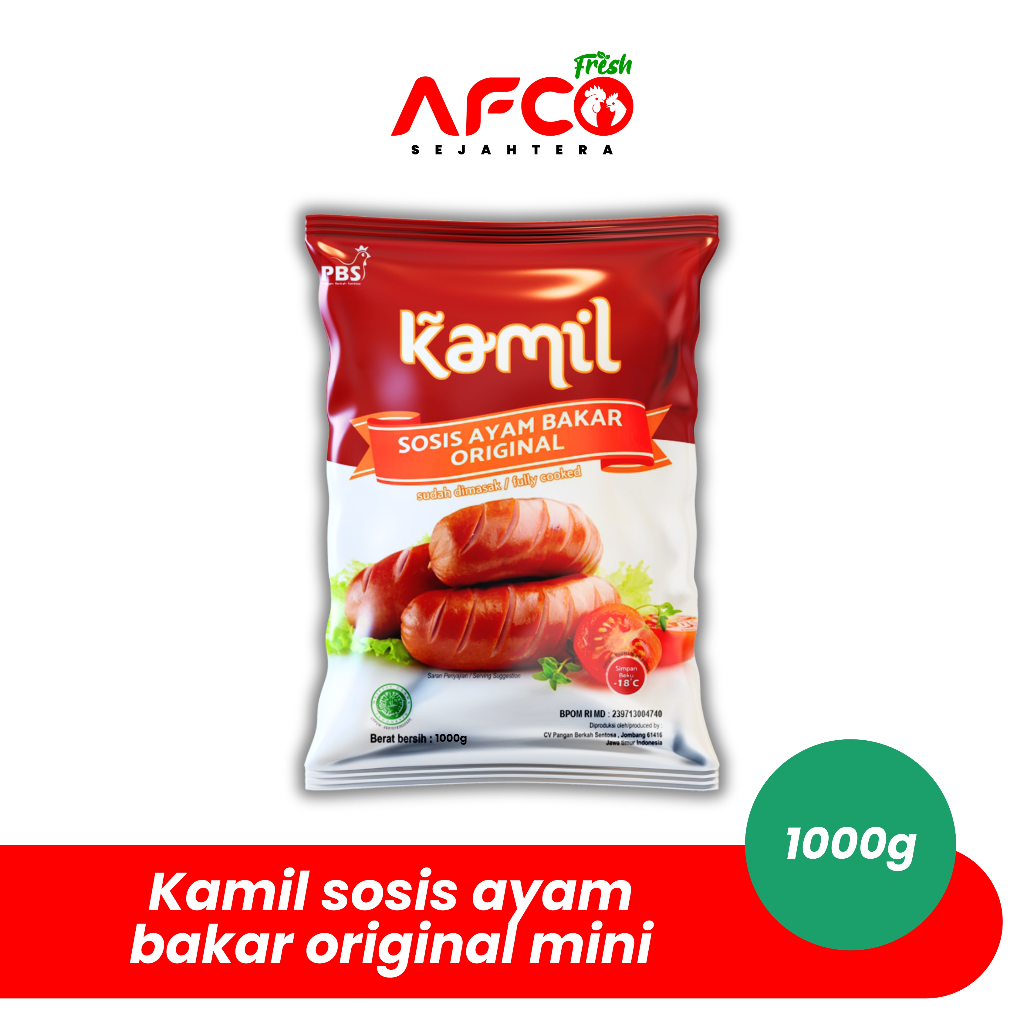 

Afco Fresh Kamil Sosis Ayam Bakar Original (Mini) 1000g