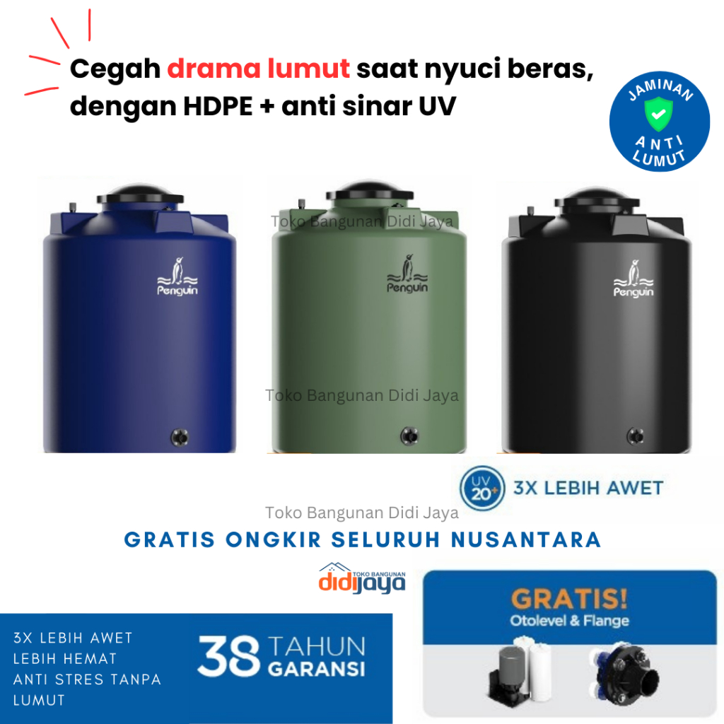 Tandon Air Penguin Anti Lumut Toren Air Tangki Air Penguin TB 500 5100 Liter FREE ONGKIR SE-JAWA