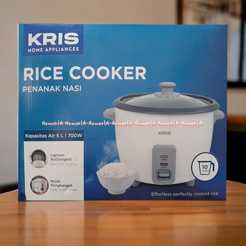 Kris Rice Cooker 5L Penanak Nasi Kapasitas Putih Magic Com Tutup Kaca Coocker Ricecooker 5Liter Kris