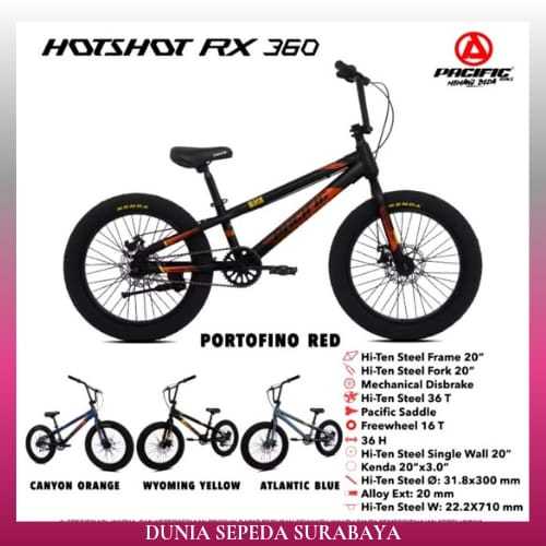 SEPEDA ANAK BMX PACIFIC HOTSHOT RX 360 20 INCH REM CAKRAM BAN JUMBO,SEPEDA READY SEMUA WARNA - TERBA