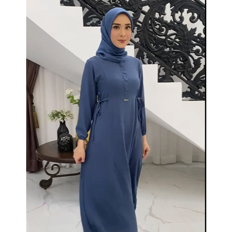 Gamis Matt Crinkle Tanggung Tali Samping by Ades Collection