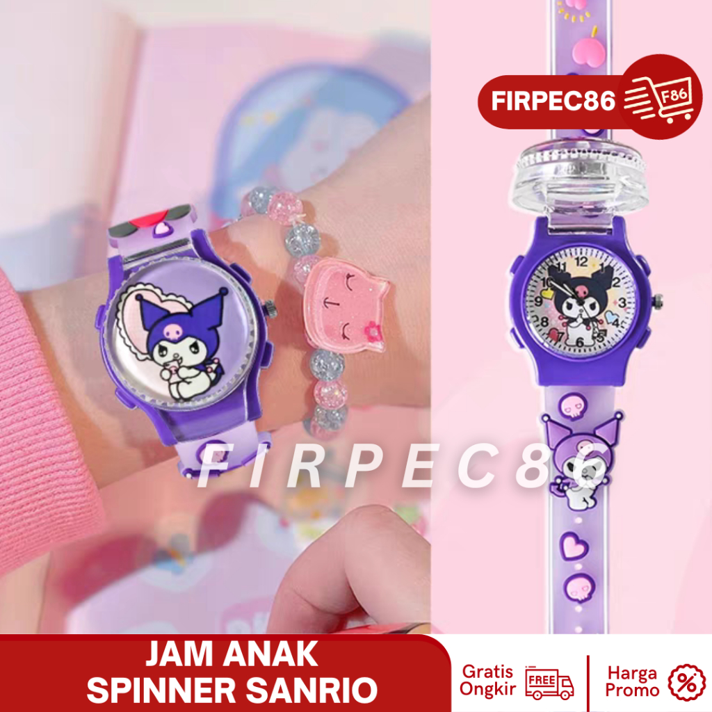 JAM TANGAN ANAK SPINER KARAKTER SANRIO ANAK PEREMPUAN KUROMI MELODY