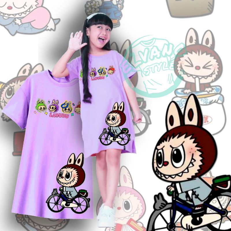 LABUBU DRESS TUNIK BAJU ANAK PEREMPUAN USIA 3-10TAHUN