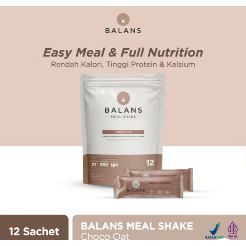 

Balans Meal Shake | Choco Oat | Susu Protein & Tinggi Kalsium Rendah Kalori | 12s