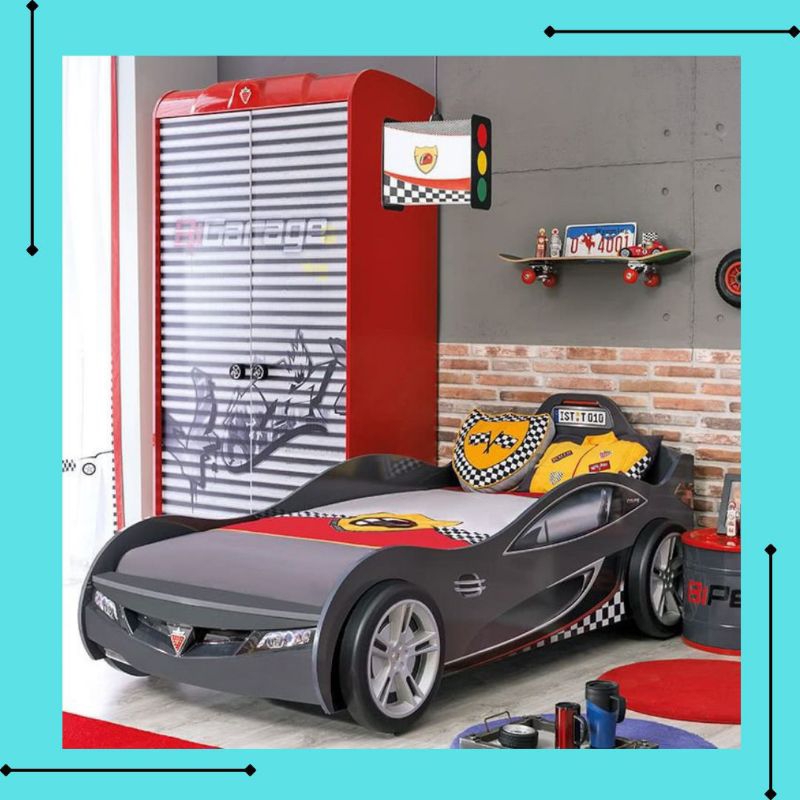 Tempat Tidur Anak 100 x 200 Karakter Mobil, Kasur Anak 90 x 200 Model Mobil, Ranjang Anak 120 x 200