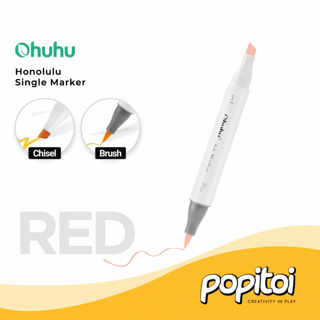 

OHUHU SINGLE Honolulu (Brush & Chisel) - RED SERIES | 361 Colors Refill Marker Satuan