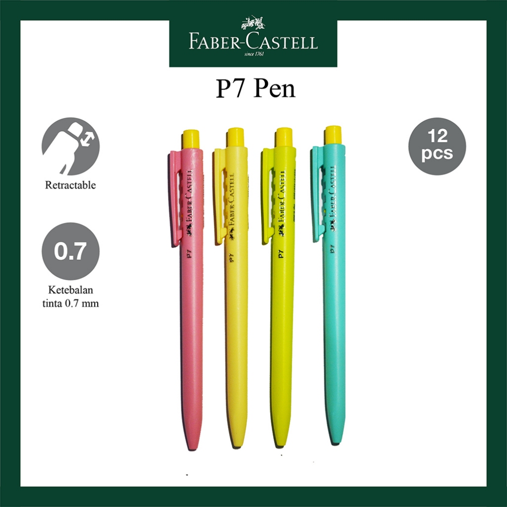 

Pulpen Faber Castell P7 Pastel / P7 Ballpoint Pen / Harga Per Box / PROMO 12 Gratis 2 Pcs