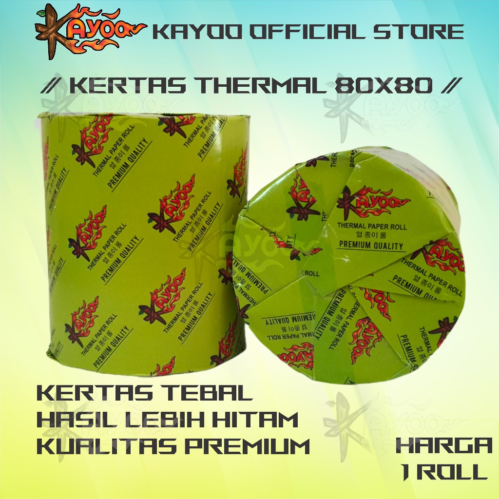 

KAYOO KERTAS THERMAL STRUK KASIR PAPER ROLL TERMAL KAYOO 80MM 80X80 THERMAL PRINTER 79 80 x 80 80x80MM