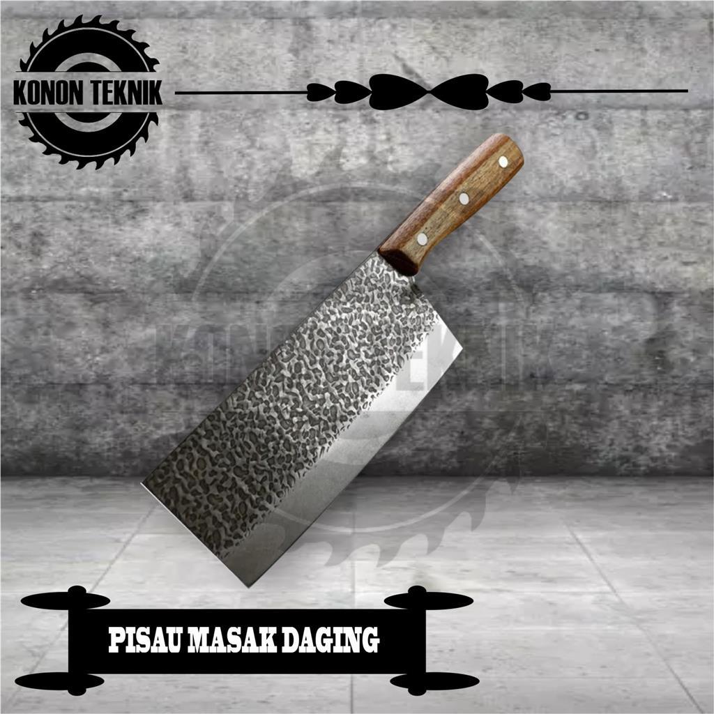 Pisau Daging Golok Besar Piso 7" Pisau Dapur Chef Meat Knife Cleaver / Pisau Golok Besar Piso Stenli