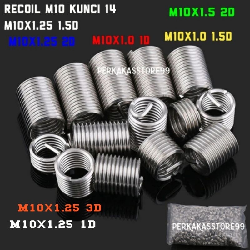 Recoil Drat Baut Kunci 14. M10 Helicoil Repairt Drat Baut Slek Dol Aus