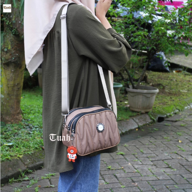 Tas Selempang Wanita 2024 / Tas Wanita Terbaru / Tas OOTD / Tas Selempang 3 Resleting