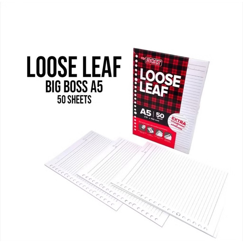

Loose Leaf Big Boss A5 / B5 , 20 Holes - Garis isi 50 Lembar