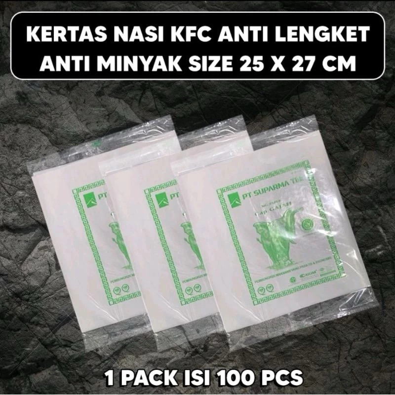 (COD) KERTAS NASI KFC ISI 100 LEMBAR / KERTAS PEMBUNGKUS NASI BURGER MCD KEBAB ANTI MINYAK