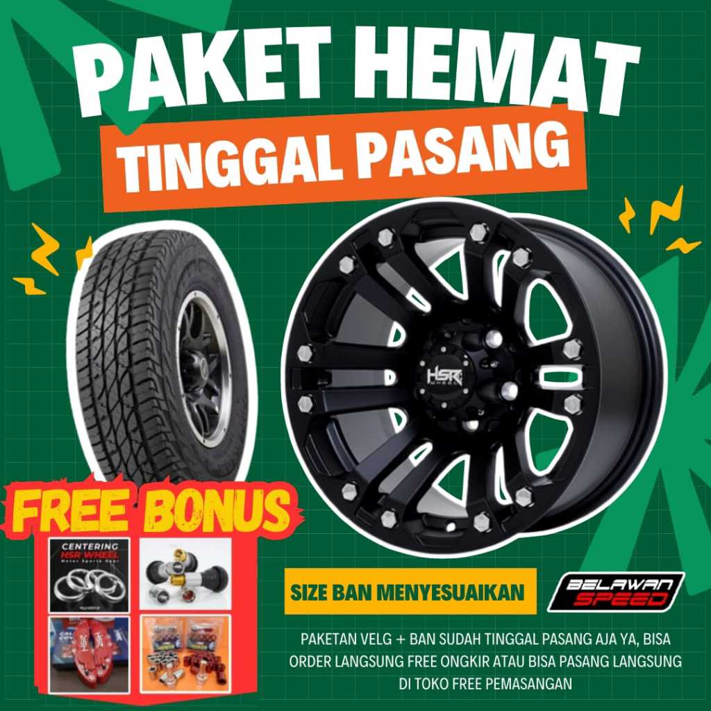PAKETAN VELG MOBIL PLUS BAN RING 16 MOBIL TERIOS RUSH HILUX SINGLE INNOVA HSR JT69 TIPE OFFROAD