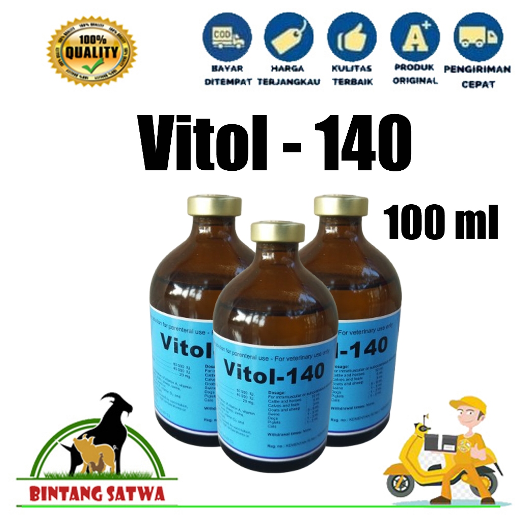 Vitol - 140 Vitamin A D E Untuk Hewan 100 ml