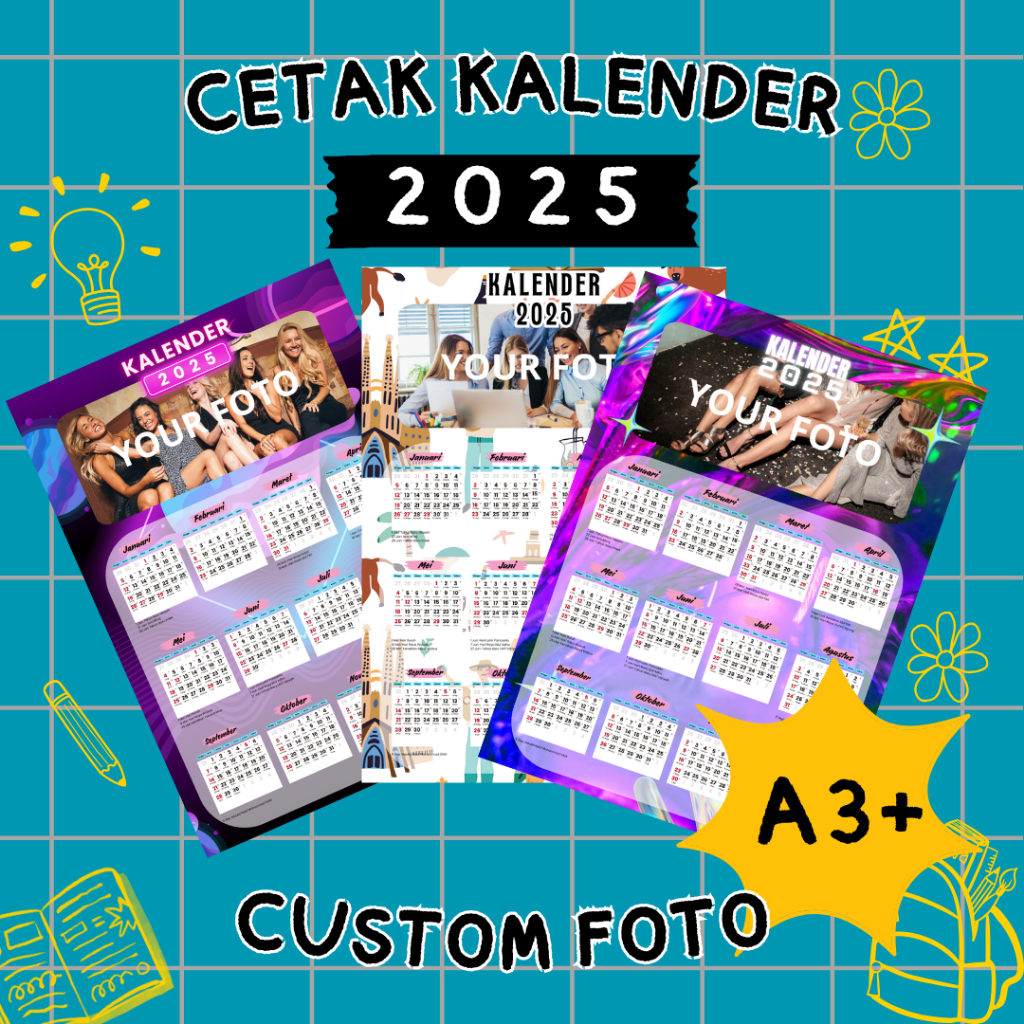 

( A3+) KALENDER DINDING 2025 [12 BULANAN] CUSTOM FOTO - FREE LUBANG