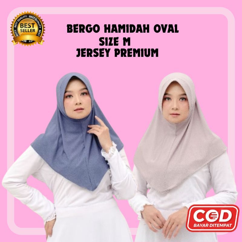 Bergo Hamidah Sport Menutup Dada | Hijab Sport Menutup Dada Jersey Premium(M) bergo oval Jilbab inst