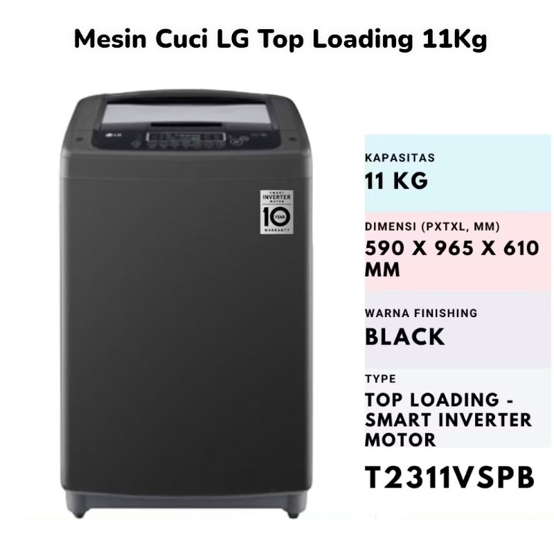 Mesin Cuci LG T2311VSPB Top Loading TurboDrum Inverter 11Kg