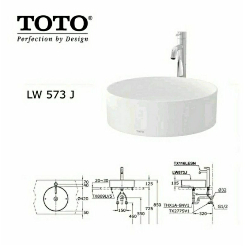 Wastafel TOTO LW573J W/F Putih Body Only Packing Kayu