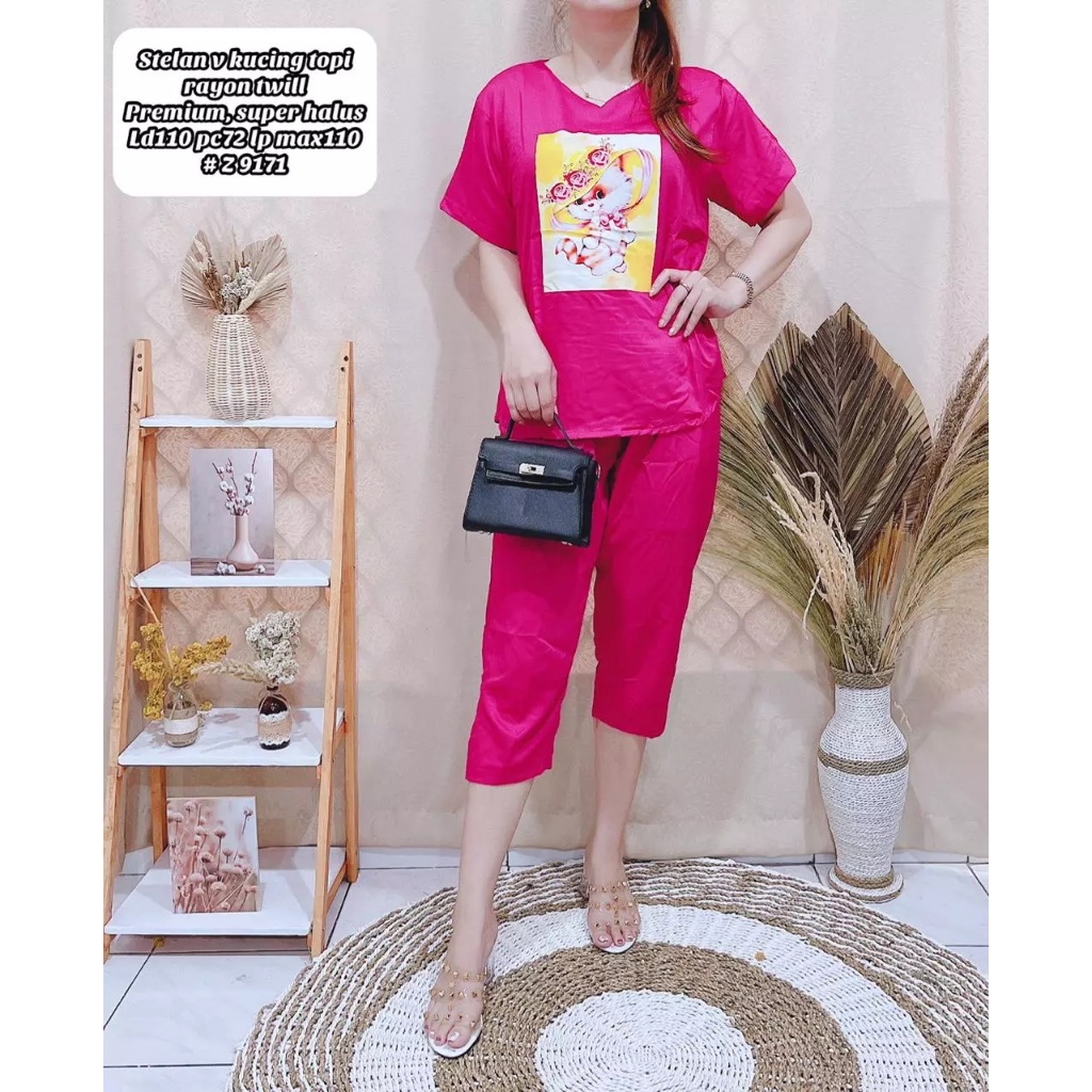 Setelan Rayon Twill Wanita /Setelan Celana 7p8 Rayon twill