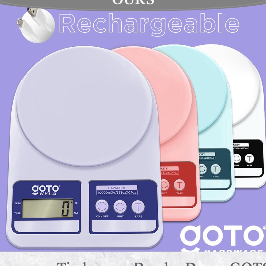 Goto Kyla Kitchen Scale Timbangan Bumbu Dapur Timbangan Kue Dital Charge LED Timbangan