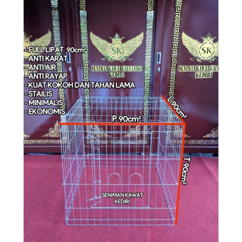 kurungan jemur ayam bangkok galvanis lipat anti karat stanlis 90 cm persegi