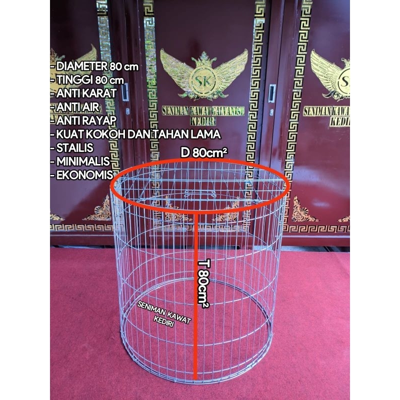 Kurungan jemur ayam galvanis bulat diameter 80cm