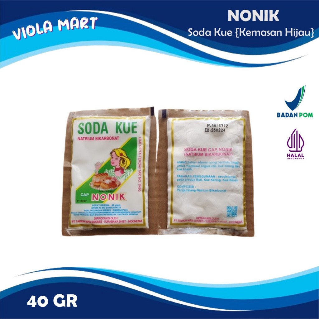 

Soda Kue CAP NONIK 40gr (Kemasan Hijau) {Tersedia Harga Grosir}