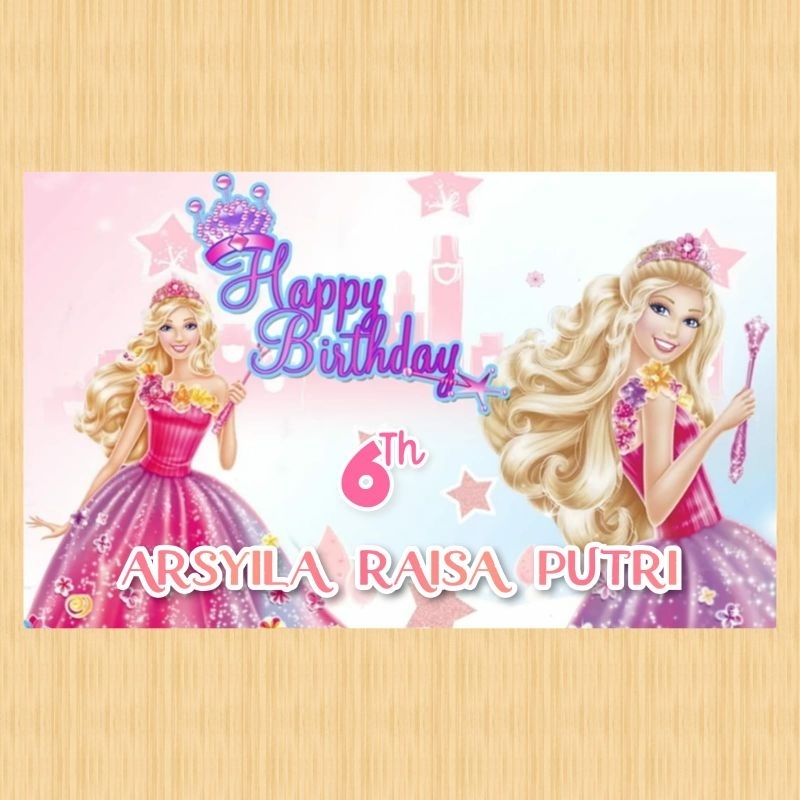 Spanduk BARBIE banner BARBIE spanduk banner ultah anak background BARBIE custom backdrop ulang tahun