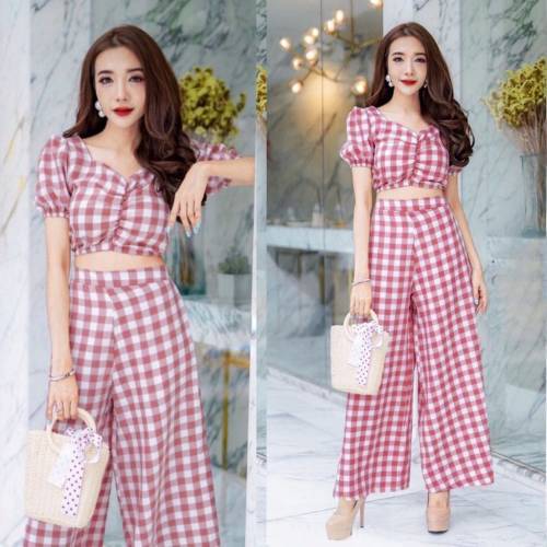 Setelan Serefina One Set Wanita Trendy Kekinian Cantik Polka Terbaru 2021 Setcel Korean Modis Fit L