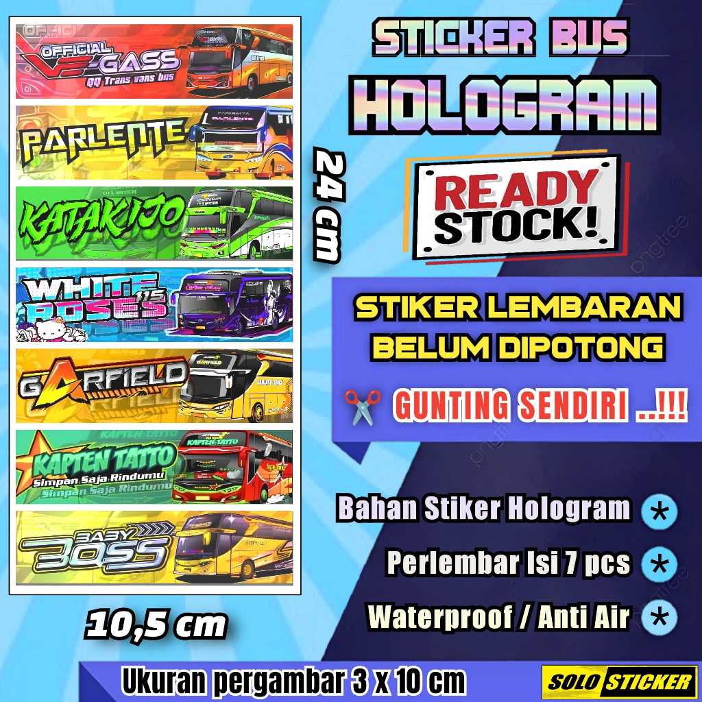 

Stiker Bus Hologram Lembaran Isi 7pc Sticker Bis Vegass Parlente Katak Ijo White Roses Kapten Tatto