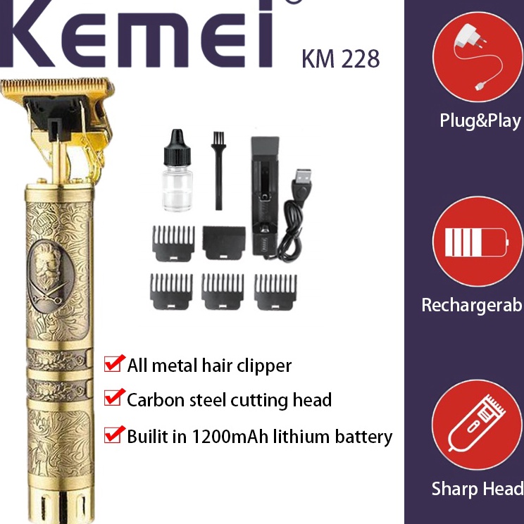 Garansi Sampai  Kemei vintage hair trimmer km 228  bald hair trimmer  kemei km 228