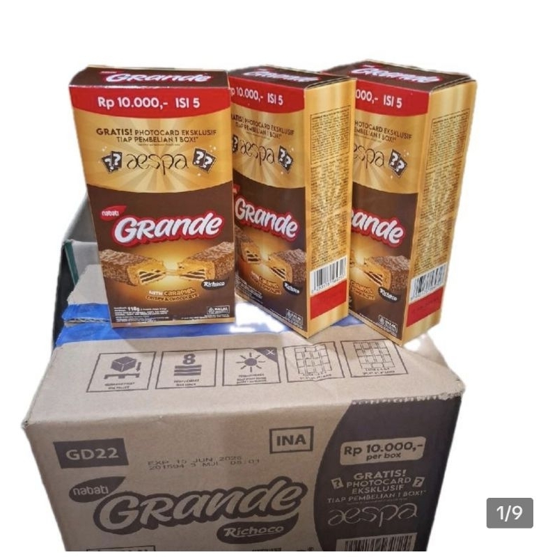 

1 DUS NABATI GRANDE CARAMEL ISI 12 BOX X 5 PCS GRATIS! PHOTOCARD AESPA