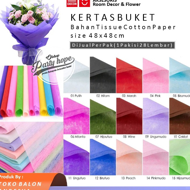 

Pasti Sampai isi 28 Kertas Tisu Buket Bunga Tissue Cotton Paper Wrapping Flower bouquet paper