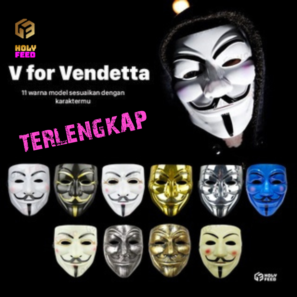 Topeng Anonymous Vendetta Topeng Vendetta ANONYMOUS COSPLAY Halloween Haker Hacker Topeng Hecker