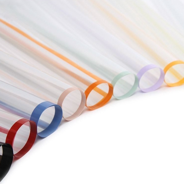 

Hot Popular 1 pak 2 lembar cellophane kertas bucket bunga motif transparant list warna