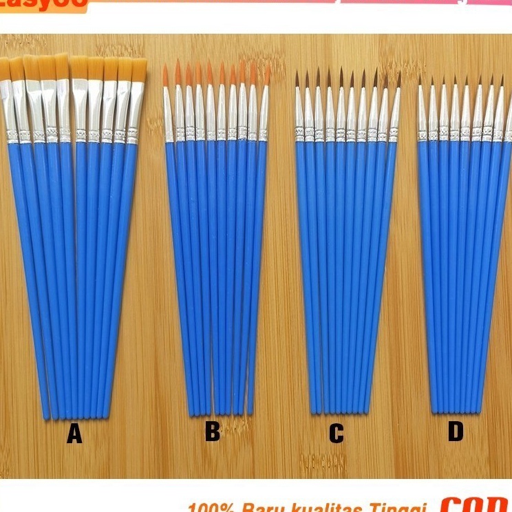 

Paling Meriah 5Pcs Kuas Cat Air Bulat Datar Kuas Kecantikan Set Kuas Cat Minyak 17cm