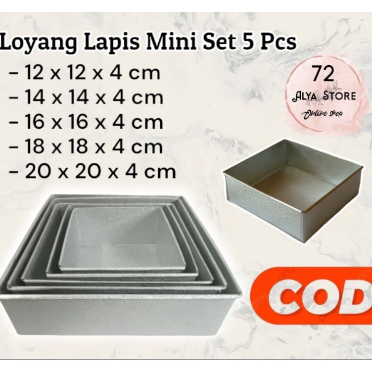 Grosir Pembelian  ALY72 LOYANG KOTAK MINI 12 14 16 18 2 CM  LOYANG KUE LAPIS LEGIT  LOYANG KUE LAPIS