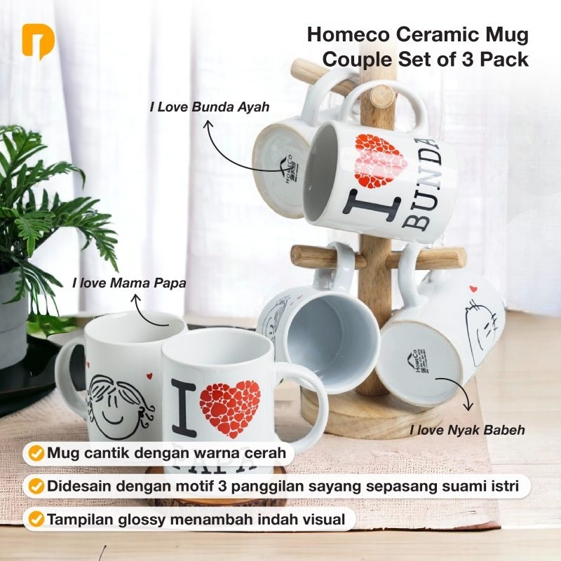 Homeco Ceramic Mug Couple Set