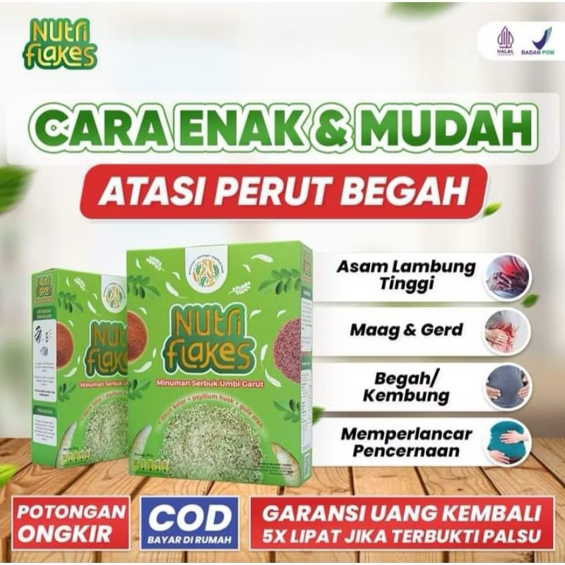 

Nutriflakes ORIGINAL - Minuman Umbi Garut & Ekstrak Daun Kelor Cukupi Kebutuhan Serat Harian & Kebutuhan Vitamin Kontrol Kadar Gula Darah Sarapan Diet Penurun Berat Badan BB Lancarkan Pencernaan Sumber Vitamin & Serat
