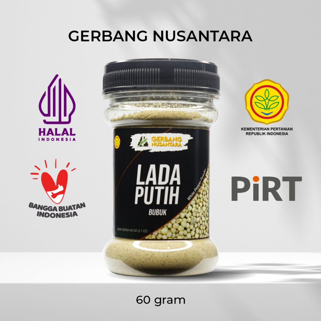 

Gerbang Rempah Nusantara Rasa Merica Lada Putih White Pepper Bubuk 60g