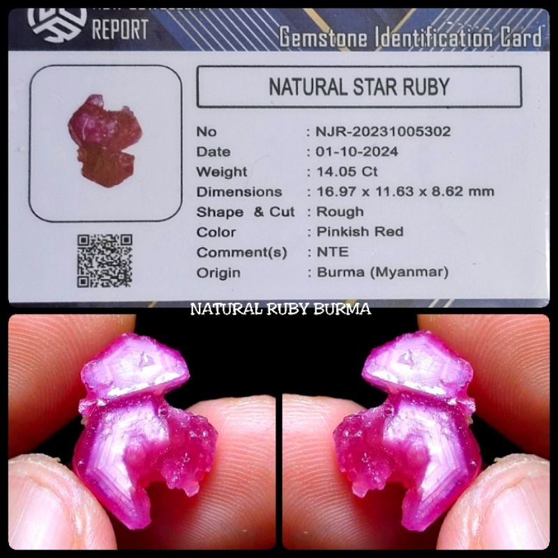 NATURAL BONGKAHAN RUBY BURMA STAR ( MYANMAR )