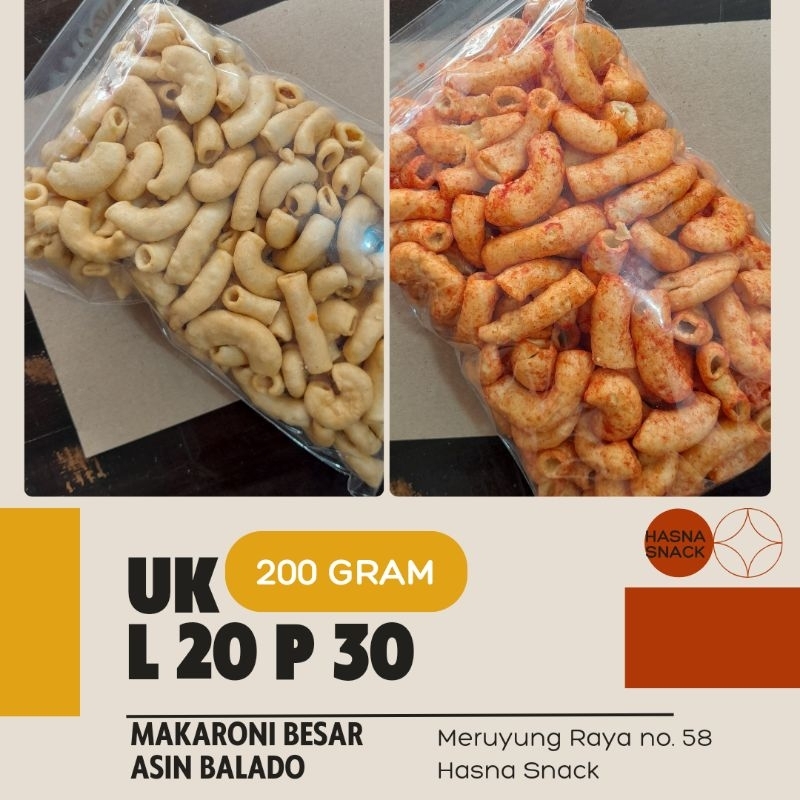 

[Hasna Snack] Makaroni Besar Gurih Enak Super Kriuk/Snack Kiloan 200 Gram