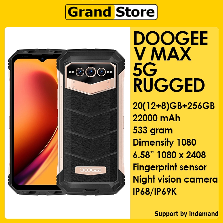 DOOGEE V MAX 5G RAM 20GB (12+8) ROM 256GB Dimensity 1080 6.58" 120Hz 22000mAh Rugged smartphone