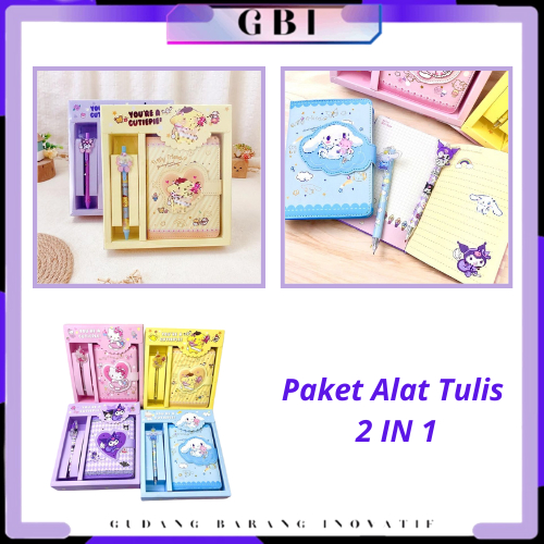 

GBI Paket Alat Tulis 2 IN 1 Set Stationery 2IN1 Karakter Kartun Alat Tulis Anak Sekolah Pulpen Notebook Magnet