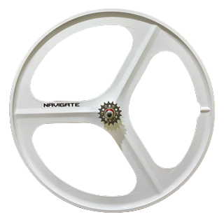 Wheelset Belakang Fixie Navigate Warna Putih Bahan Magnesium Alloy