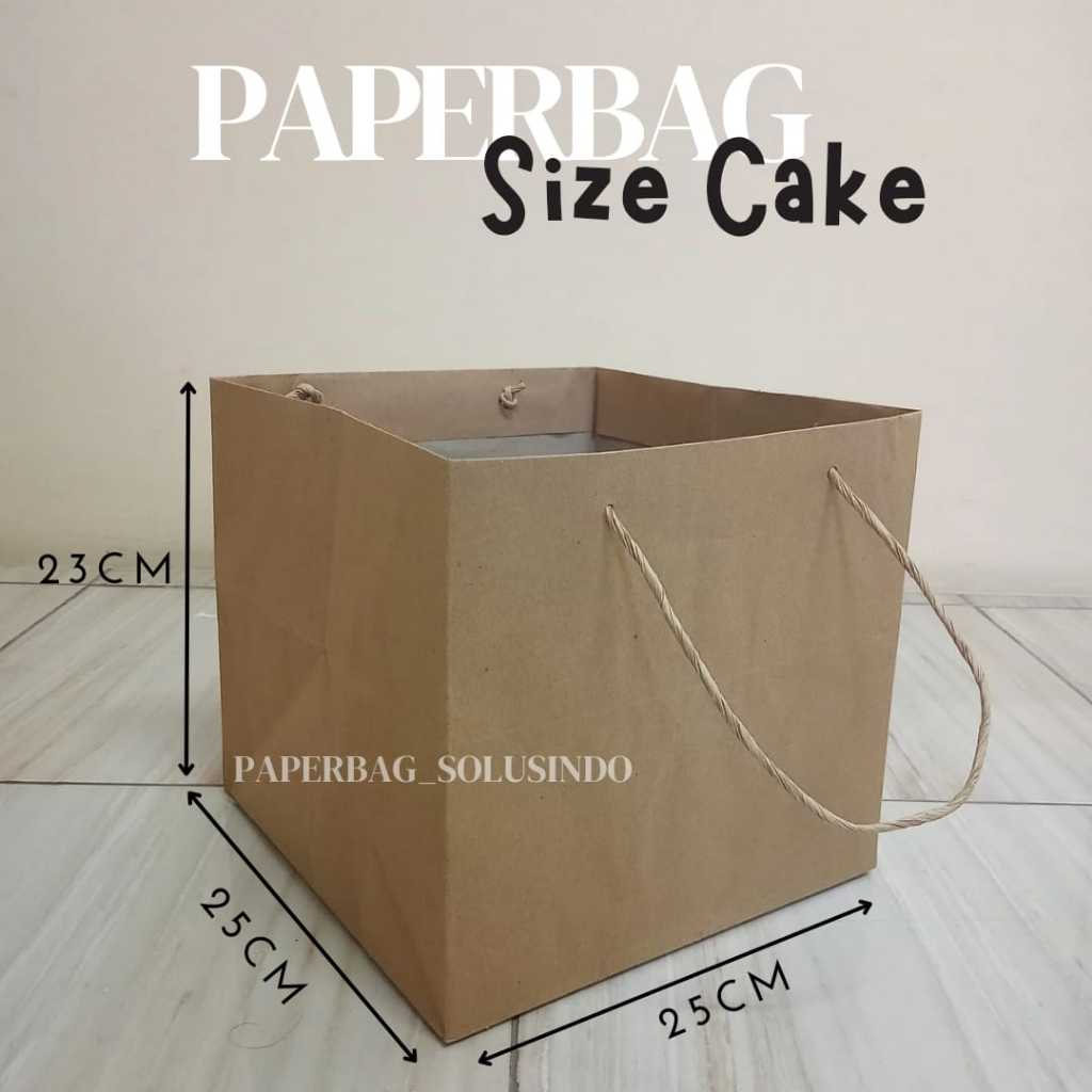 

[Min pemesanan 5] Paperbag/ Tas Kertas/ Kantong Kertas Coklat Size Kotak Kue 25x25x23 cm (PxLxT)